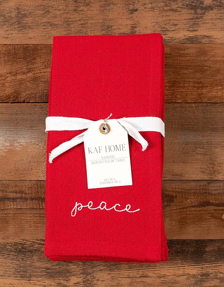KAF Home Embroidered Holiday Dinner Napkins - 100% Cotton Enzyme Washed Slubbed Cloth Napkins - Set  | Amazon (US)
