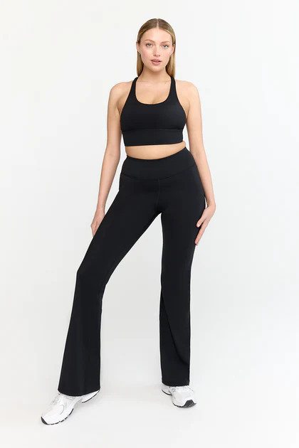 SKINLUXE HIGH WAISTED FLARED LEGGING - SHADOW BLACK | TALA (UK)