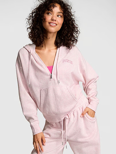 Campus Fleeceâ¢ Half-Zip Hoodie, Pink, S - Women's Hoodies & Sweatshirts - PINK | Victoria's Secret (US / CA )