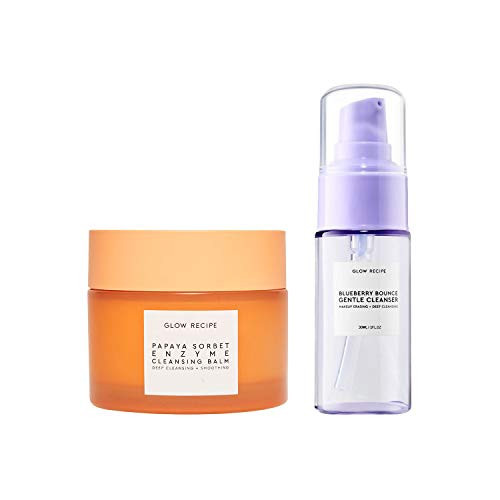 Glow Recipe Double Cleansing Kit for Glowing Skin - Includes Exfoliating Papaya Sorbet Enzyme Cleansing Balm + Mini Blueberry Bounce Gentle Face Cleanser - 2-Piece Facial Skincare Kit | Amazon (US)