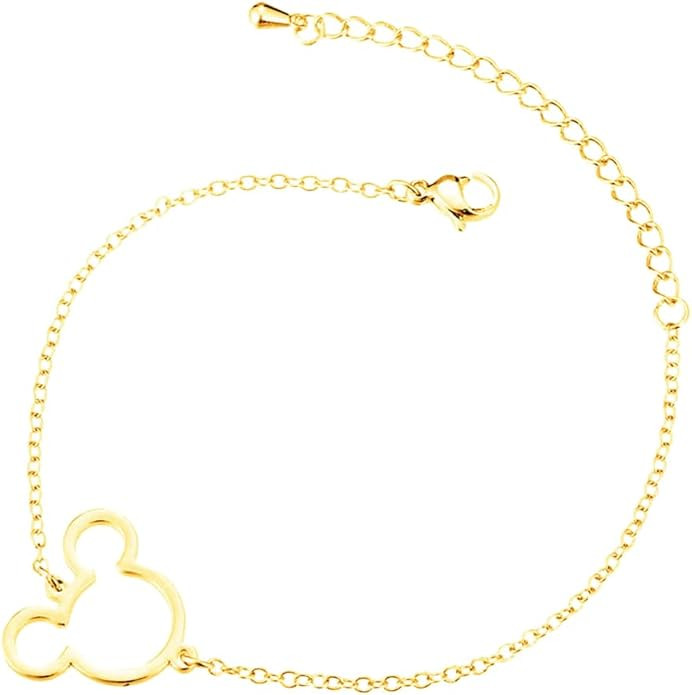 Cute Mouse Bracelets for Women Stainless Steel Silver Plated Cartoon Animal Adjustable Chain Ankl... | Amazon (US)