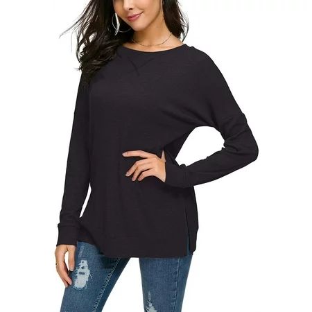 XPENYO Women s Fall Long Sleeve Side Split Loose Casual Pullover Tunic Tops | Walmart (US)