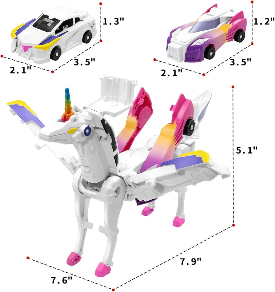Unicorn Collision Transforming Cars Toy for Girls Boys, 2 Magnetic Cars Transform into Magical Un... | Amazon (US)