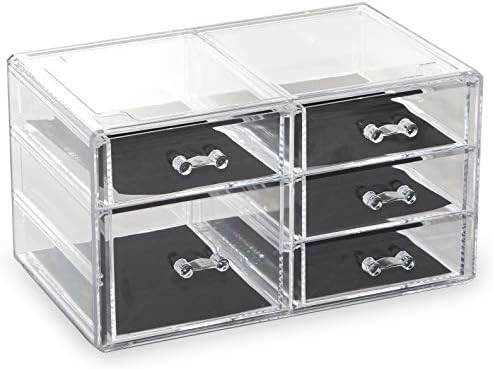 BINO 5 Drawer Acrylic Jewelry and Makeup Organizer, Clear Cosmetic Organizer Vanity Storage Displ... | Amazon (US)