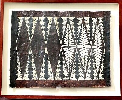 Framed Vintage Tapa Bark Cloth Art Tribal Design 27" Long 22" Tall UV Pro Glass  | eBay | eBay US