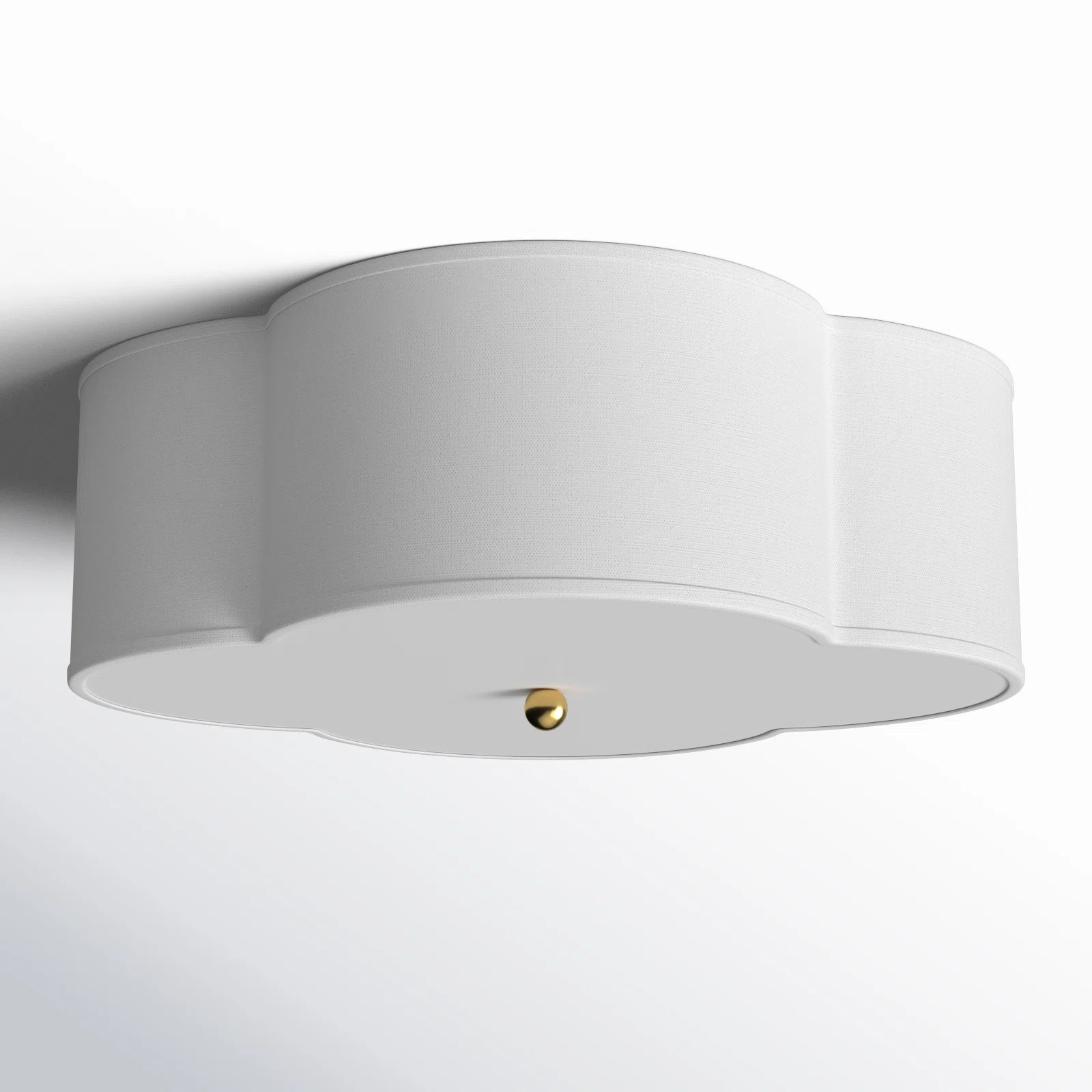 Alice 2-Light 17"W Dimmable White Fabric Flush Mount | Wayfair North America