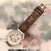 Fashion LV Brand Quartz Movement Diamond Bezel Flower Dial Womens Watch Leather Belt Watches | DHGate