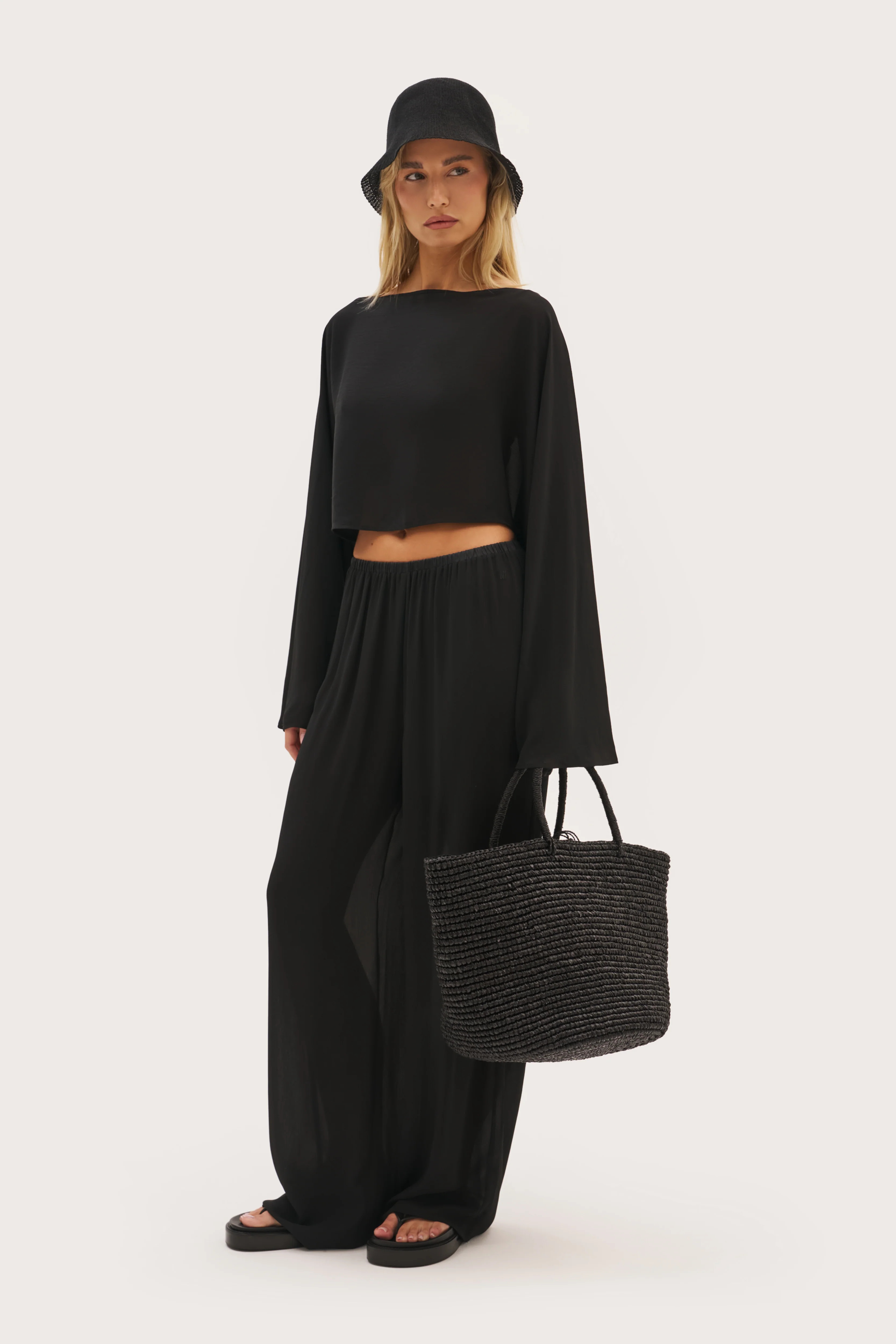 Maebe Palm Long Sleeve Top - Black | Maebe UK