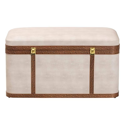 Baxton Studio Brenner Faux Shagreen Storage Trunk Beige/Brown/Gold | Target