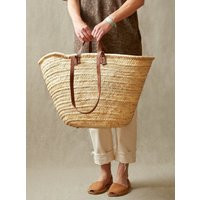 straw Basket Bag Handmade With Leather, French Market Basket Summery Chic | Etsy (US)