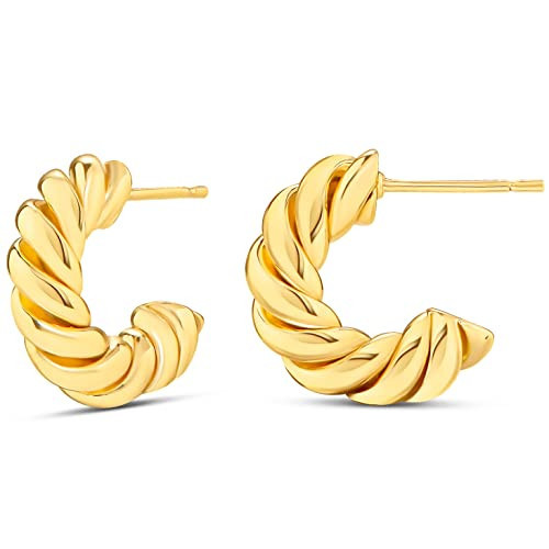 Amazon Essentials 14K Gold Plated Twisted Rope Hoop 15mm, Yellow Gold | Amazon (US)