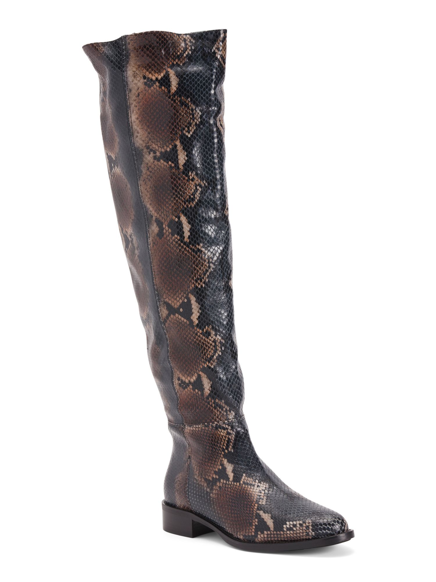 Made In Italy Leather Snake Print High Shaft Boots | TJ Maxx