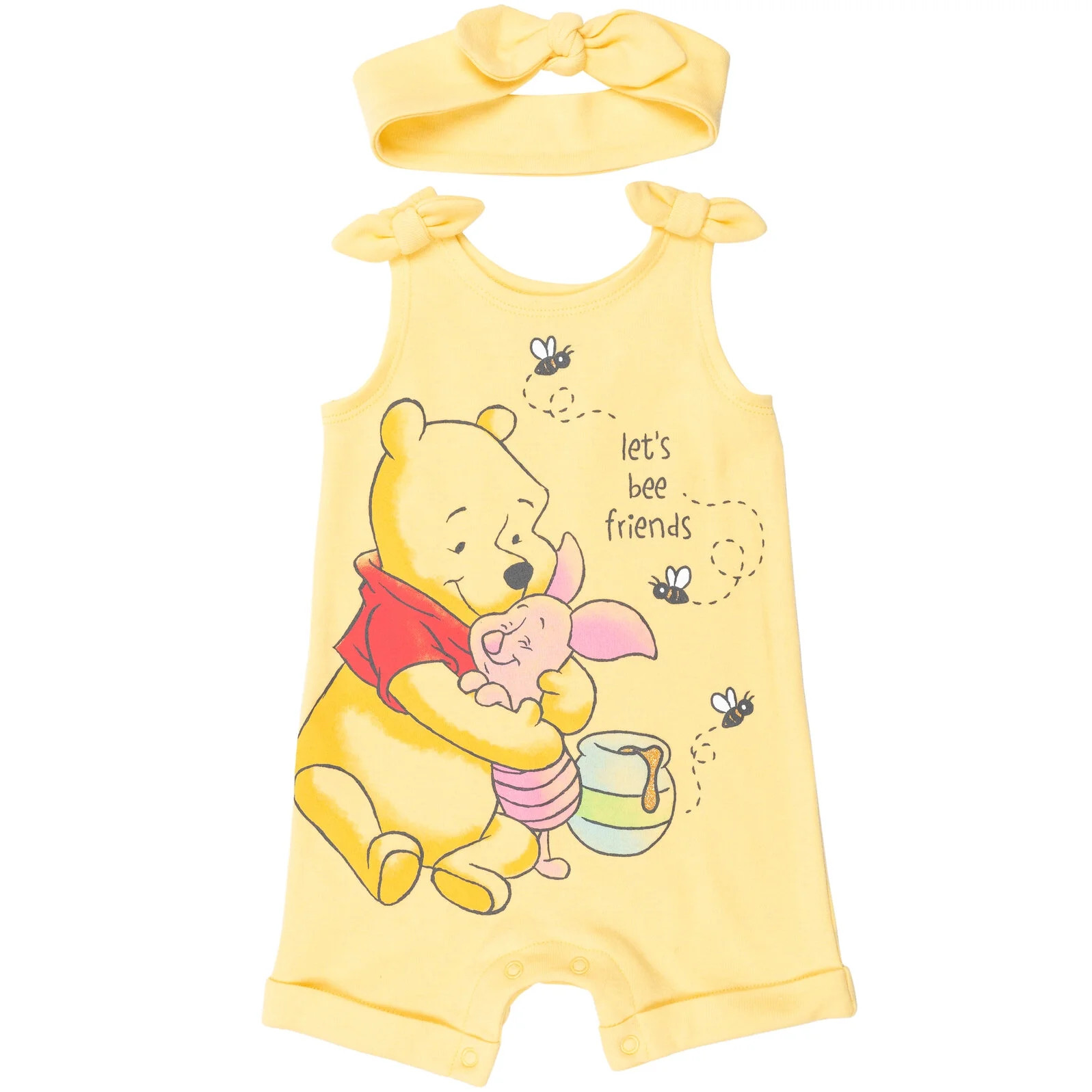 Disney Winnie the Pooh Toddler Girls Snap Romper and Headband Newborn to Toddler - Walmart.com | Walmart (US)