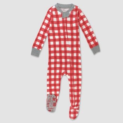 Honest Baby Buffalo Organic Cotton Footed Pajama - Red | Target