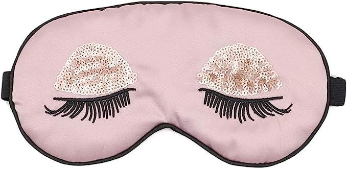 ACTLATI Silk Sleep Eye Mask Sequin Eyelashes Blindfold with Elastic Strap Soft Eye Cover for Nigh... | Amazon (US)