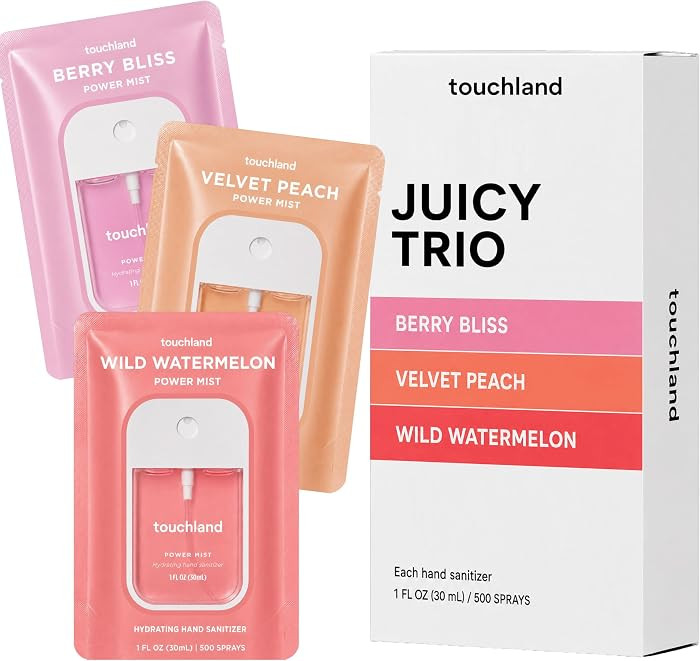 Touchland Juicy Trio Hydrating Hand Sanitizer Spray Set Travel Size | Amazon (US)