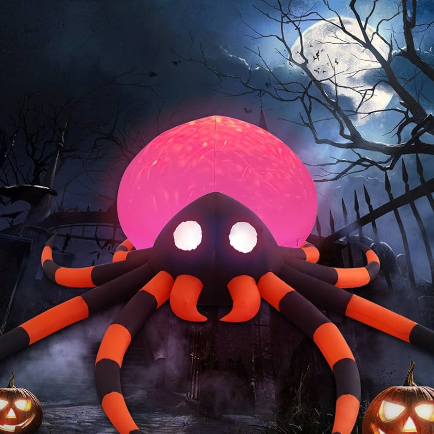 12ft Orange Flame Light Spider Halloween Outdoor Inflatable Decoration, Outdoor Decoration with L... | Amazon (US)