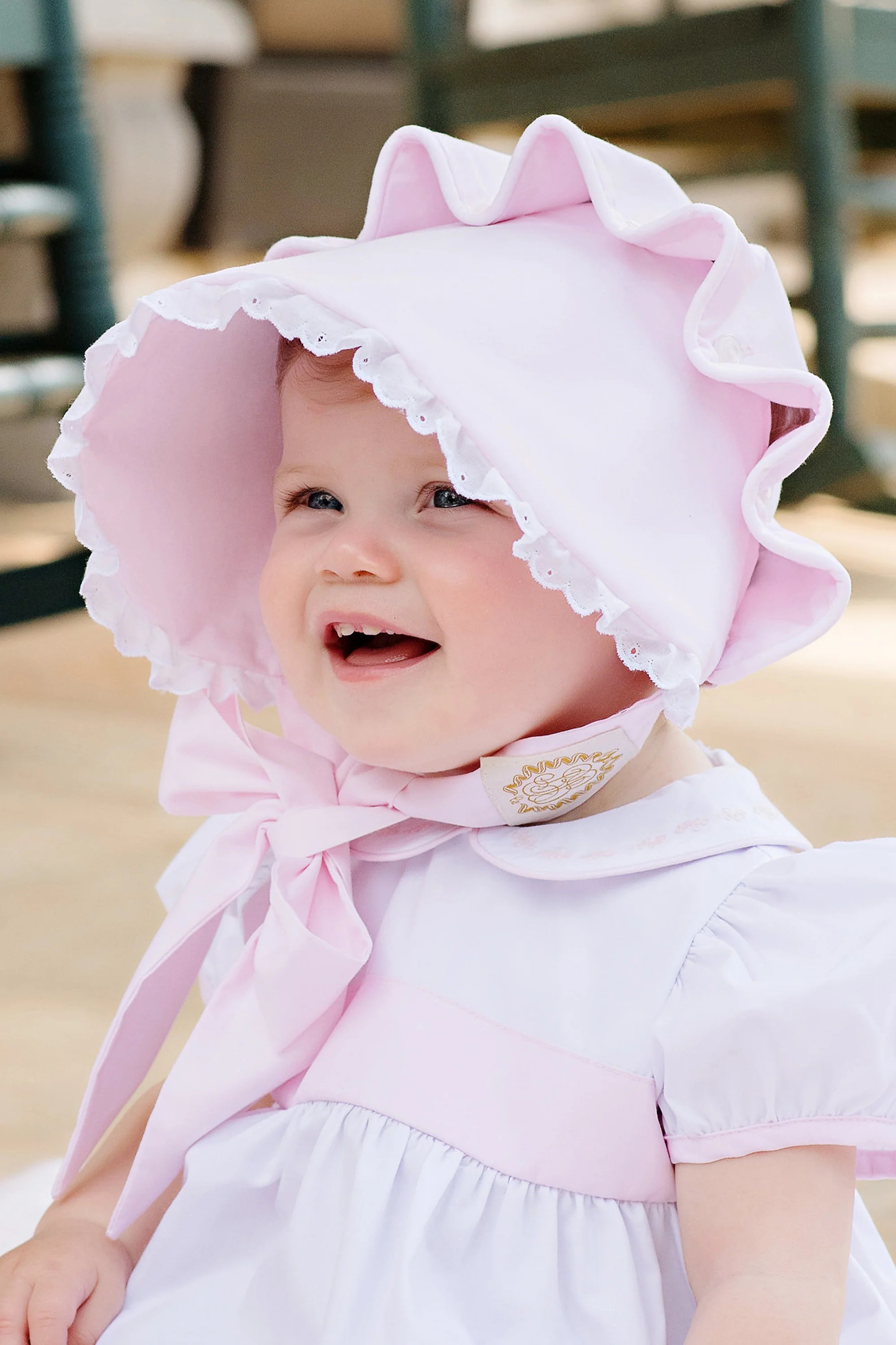 Bellefaire Bonnet - Palm Beach Pink with Worth Avenue White Eyelet | The Beaufort Bonnet Company