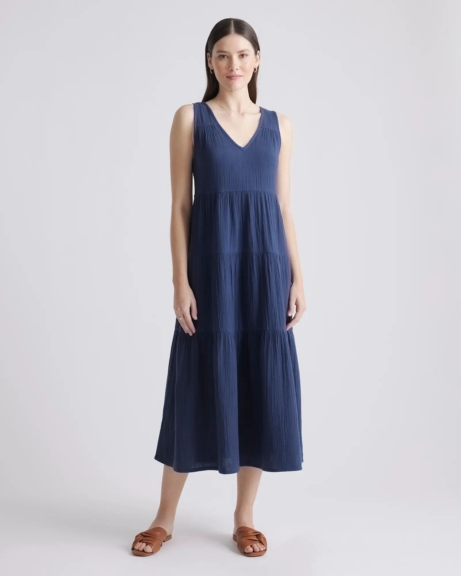 100% Organic Cotton Gauze Tiered Maxi Dress | Quince