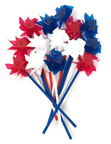 Bulk 50 Pack Patriotic 3 Color Pinwheel Assortment - Red, White and Blue Wind Spinner - Indoor and Outdoor Decorations | Amazon (US)