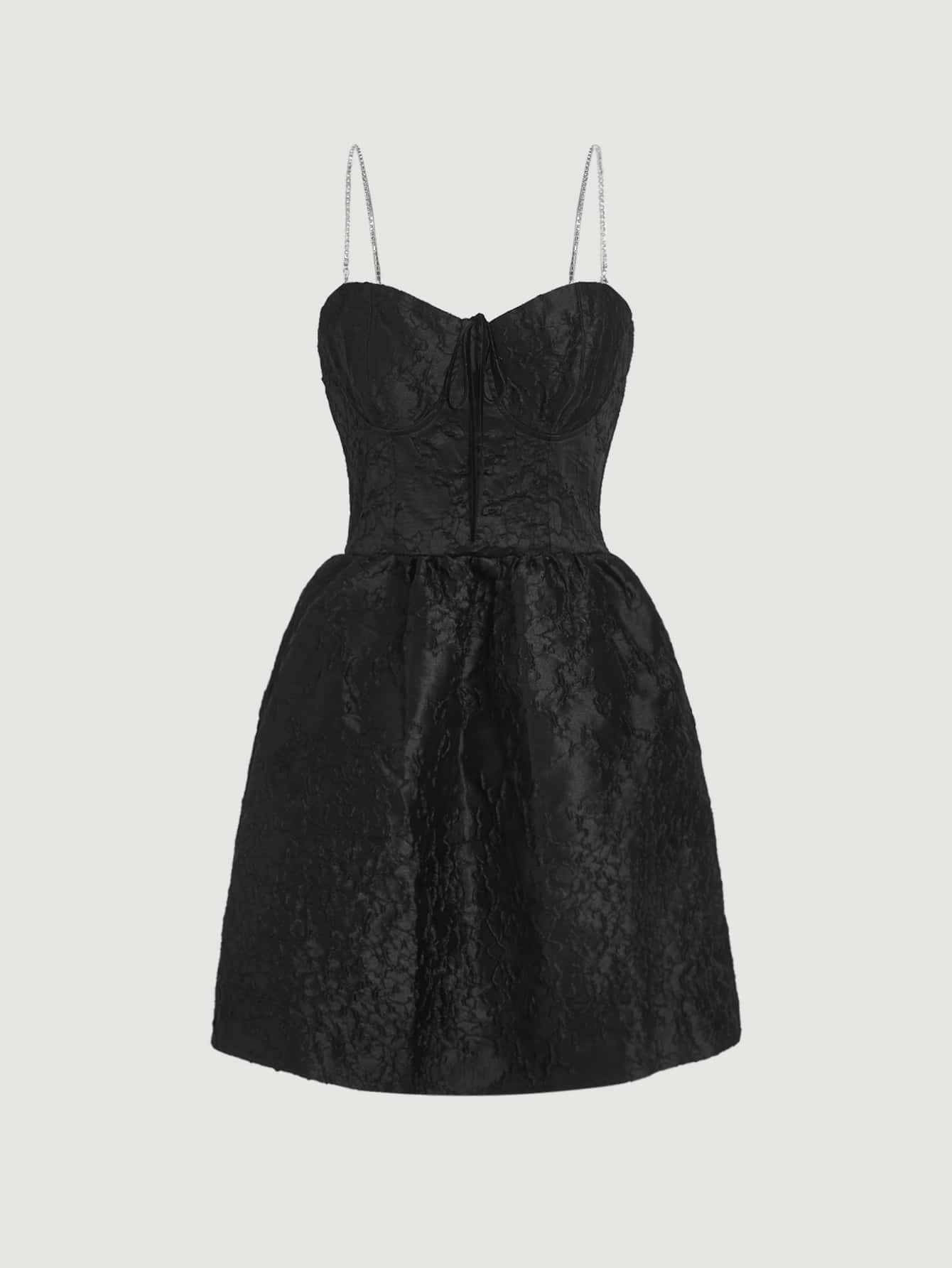 SHEIN MOD Jacquard Knot Front Chain Straps Cami Dress | SHEIN