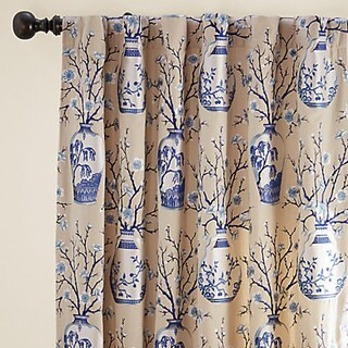 Nori Embroidered Floral Chinoiserie Drapery Rod Pocket Curtain Panel | Ballard Designs, Inc.