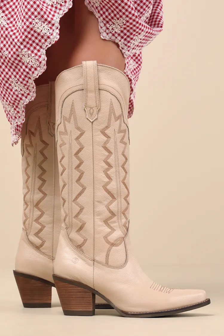 High Cotton Sand Leather Knee-High Western Boots | Lulus