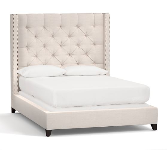 Harper Upholstered Tufted Tall Bed & Headboard | Pottery Barn (US)