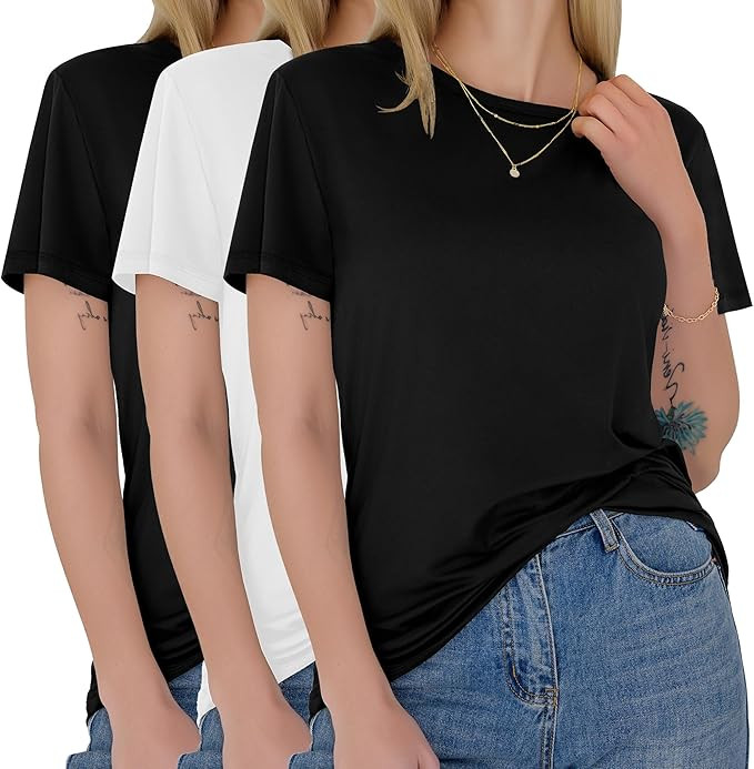 GAYHAY 3 Pack Womens T-Shirts - Short Sleeve Spring Summer Tops Crew Neck Trendy Casual Work Soft... | Amazon (US)