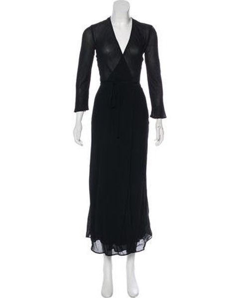 Reformation Long Sleeve Wrap Dress Black | The RealReal