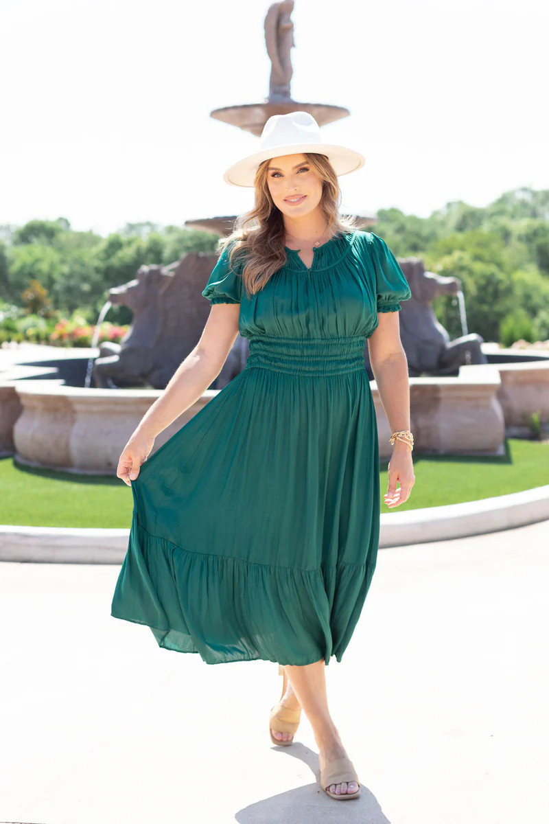 Angelica Dress- Hunter Green | Avara
