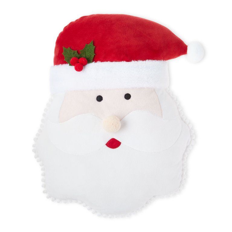 Holiday Time 15inch Santa Shaped Christmas Decorative Pillow, Red and White | Walmart (US)