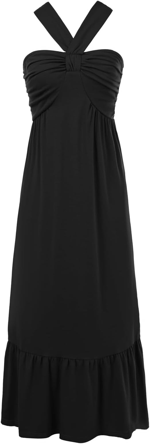 GRACE KARIN 2024 Women's Criss Cross Halterneck Sleeveless Summer Floral Print Flowy A Line Maxi ... | Amazon (US)