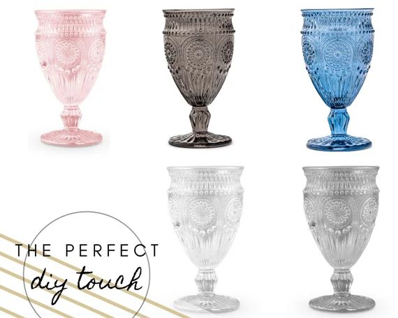 Pick Your Color  Pressed Glass Vintage Wine Goblets  Vintage | Etsy | Etsy (US)