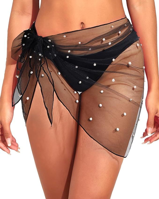 Holipick Shiny Sarong Coverups for Women Bathing Suit Wrap Skirt Swimsuit Beach Bikini Cover Up | Amazon (US)