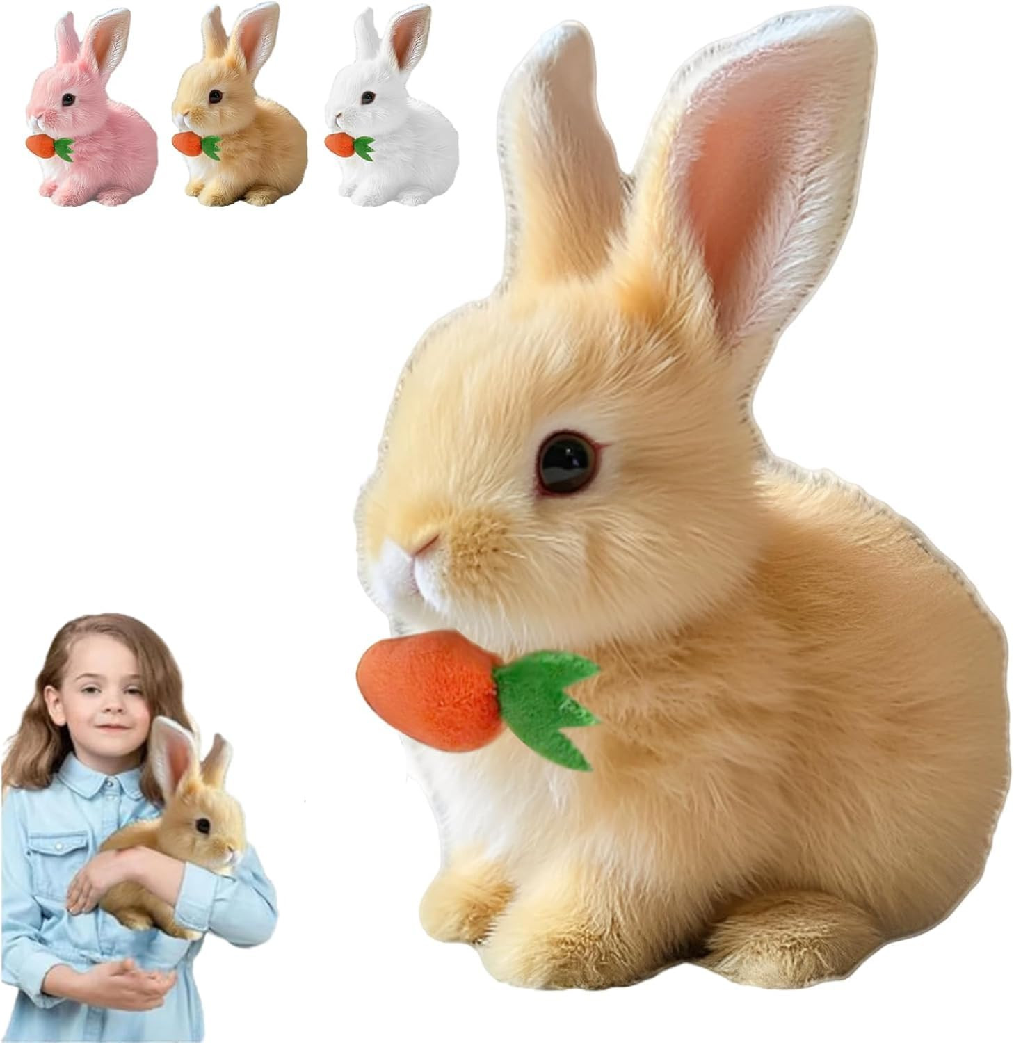 Easter Realistic Bunny Toy, Hopping Easter Bunny, Interactive Plush Rabbit Toy, Wiggling Ears, Tw... | Amazon (CA)