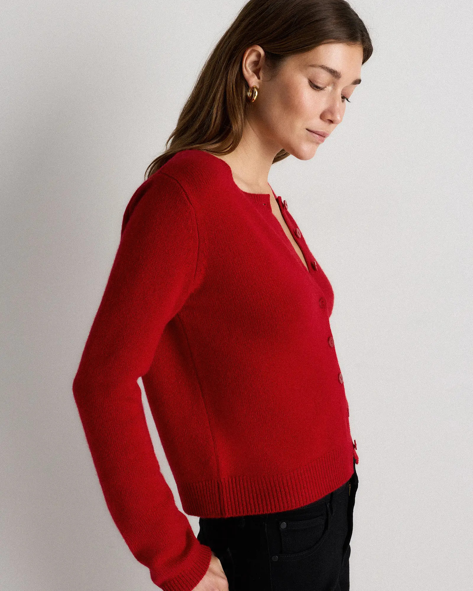 Mongolian Cashmere Cropped Crew Cardigan | Quince