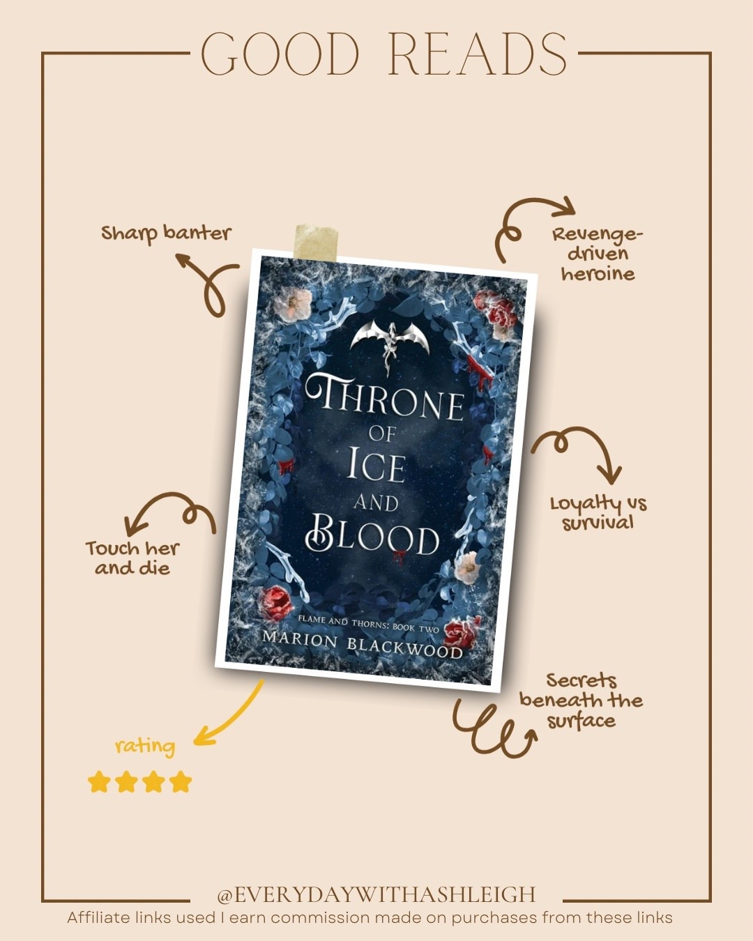 Looking for a fantasy romance with a revenge-driven heroine, sharp banter, loyalty vs survival tension, and Looking for a fantasy romance with a revenge-driven heroine, sharp banter, loyalty vs survival tension, and major “touch her and die” energy? Throne of Ice and Blood delivers ALL of it ❄️🔥

Secrets, court drama, and high-stakes romantasy that will absolutely wreck your TBR in the best way.

#LTKHome #LTKstorytime #LTKdayinmylife