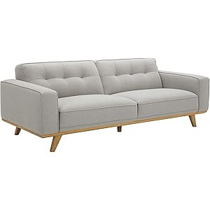 Amazon Brand – Rivet Bigelow Modern Sofa Couch with Wood Base, 89.4"W, Light Grey / Blonde | Amazon (US)