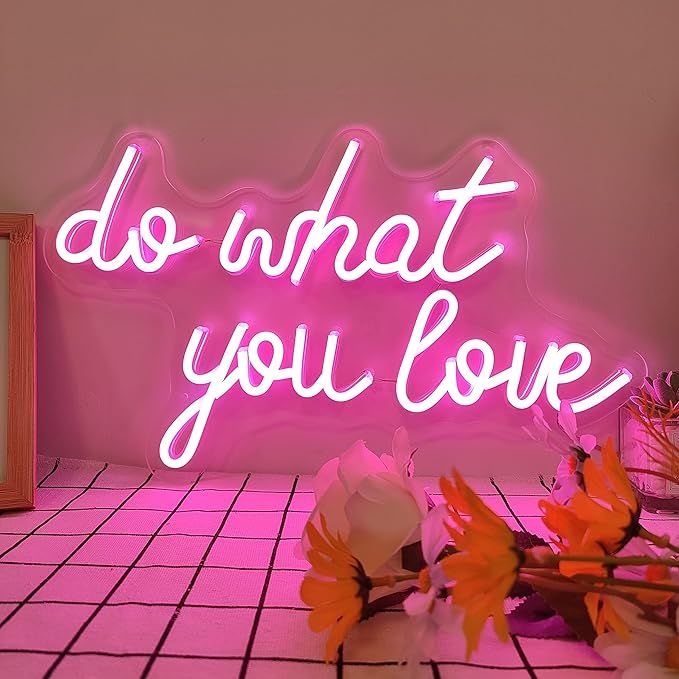 Neon Sign do What You Love Signs Inspirational Words Pink LED Neon Sign are Used for Office Meeti... | Amazon (US)