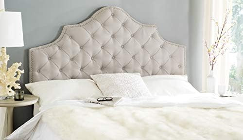 Safavieh Arebelle Taupe Linen Upholstered Tufted Headboard - Silver Nailhead (King) | Amazon (US)