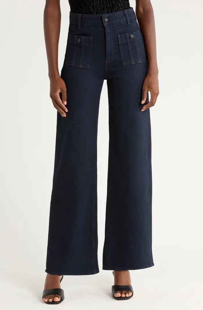 Anessa High Waist Patch Pocket Wide Leg Jeans | Nordstrom