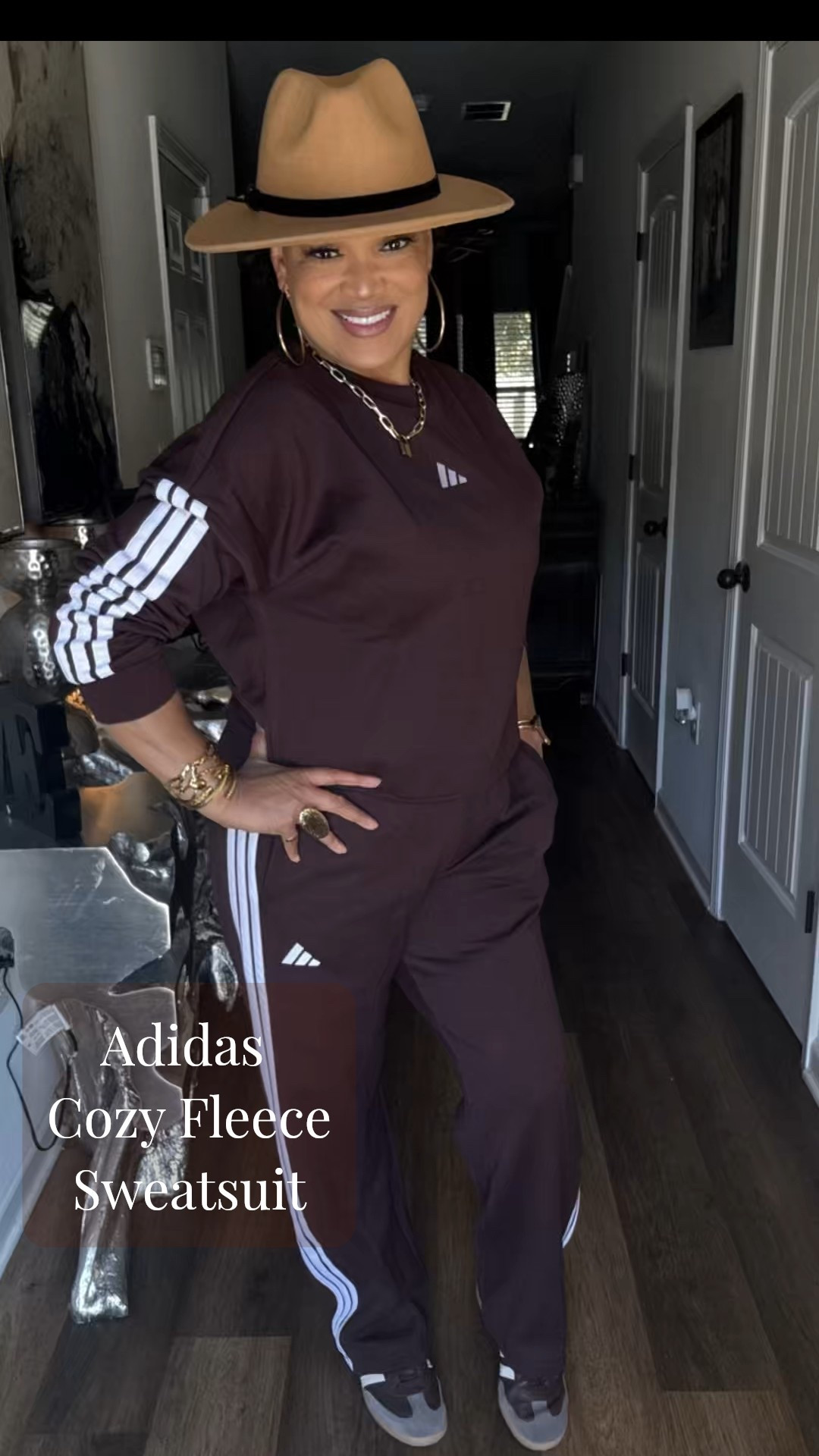Fall is the perfect season for this cozy Adidas fleece sweatsuit!  I’ve paired it with Brown Sambas, White Adidas hat, Beige Fedora, Leopard print baseball cap.  The accessories makes the sweatsuit turn heads!  #adidas #sweatsuit #fashion #hat #fall #falloutfit #ootd #style #cozy #comfortable #versatile #highquality #soft #stretch #chocolate #sambas #accessories #jewelry #bracelets #bangles #necklace #rings 

#LTKActive #LTKSaleAlert #LTKStyleTip