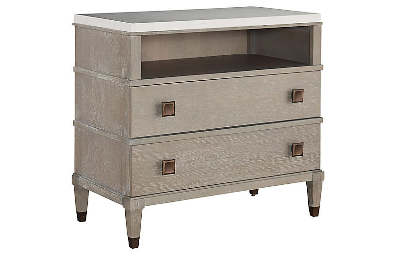 Mackenna Stone-top Nightstand, Smoke Gray | One Kings Lane