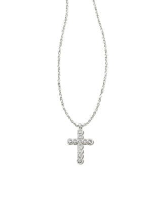 Cross Silver Pendant Necklace in White Crystal | Kendra Scott
