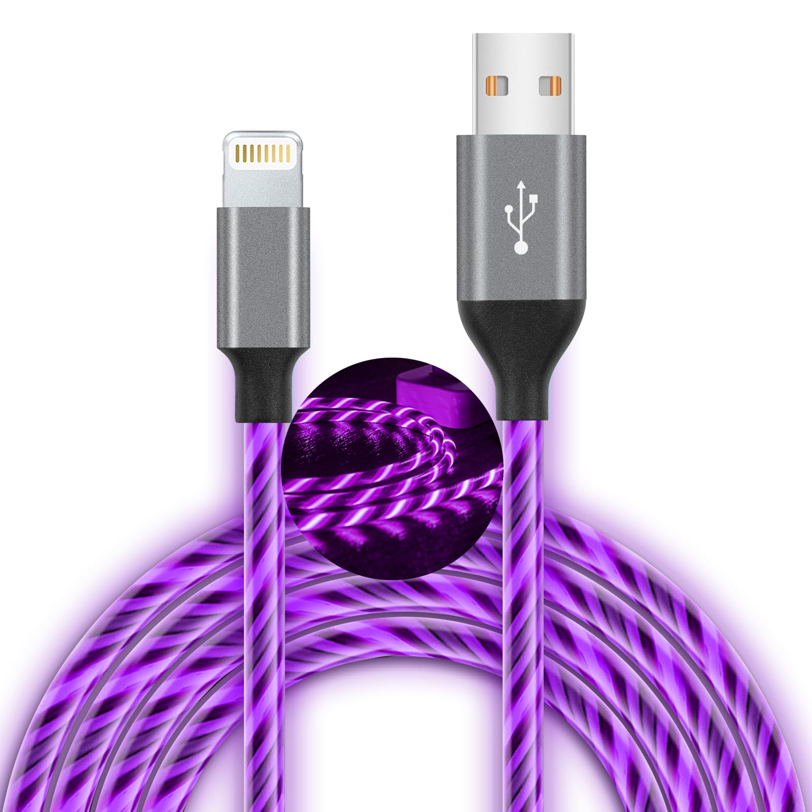 LED iPhone Charger Cord Light Up Lightning Cable | MFi Certified Apple Charger | Cool USB Fast Ch... | Amazon (US)