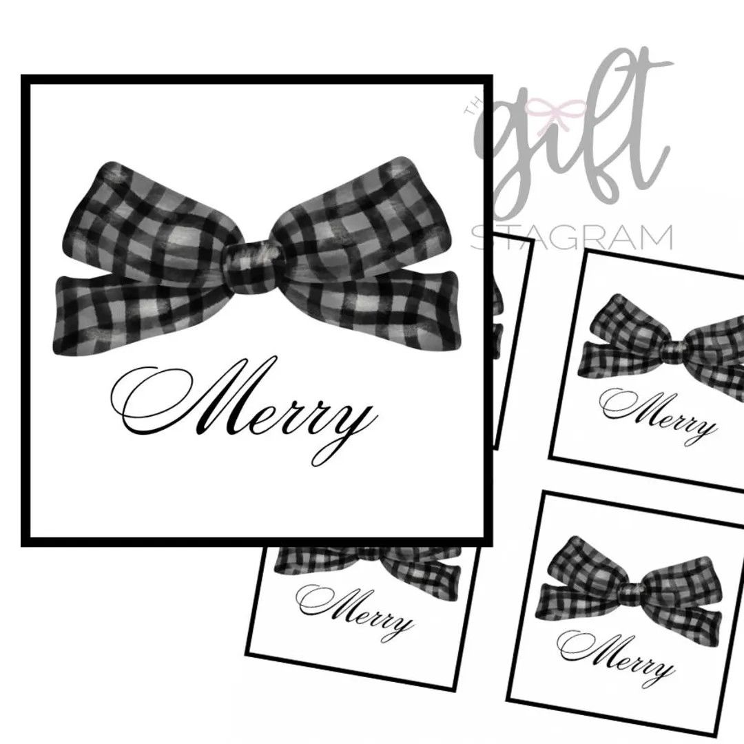 MERRY Holiday Bow Christmas Gift Tag | DIGITAL DOWNLOAD | Happy Holidays Gift Tags | Christmas Gi... | Etsy (US)