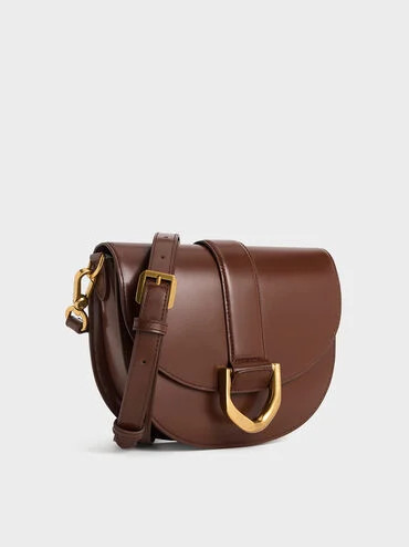 Gabine Leather Saddle Bag
    
         - Dark Brown | Charles & Keith US