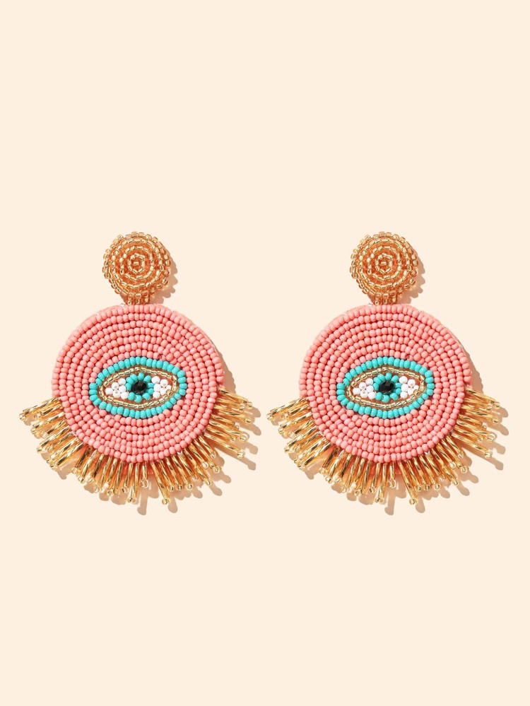 Round Eye Beaded Statement Earrings | SHEIN