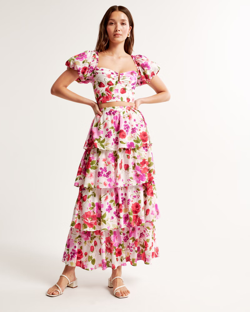 Drama Puff Sleeve Sweetheart Set Top | Abercrombie & Fitch (US)